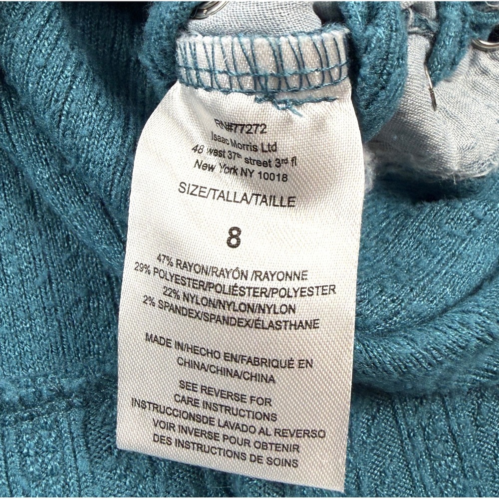 Tommy Bahama Womens 8 Teal Pointelle Knit Lace Up Side Pullover Sweater #1912 - Picture 6 of 10